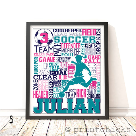 Girls Soccer Personalized Print - PrintChicks