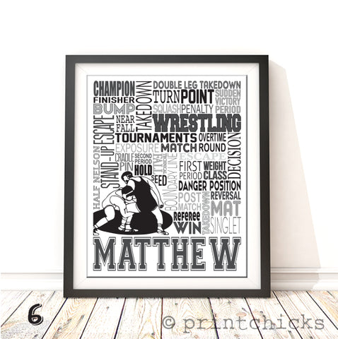 Wrestling Personalized Typography Print - PrintChicks