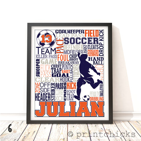 Boys Soccer Personalized Typography Print - PrintChicks