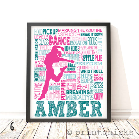 Hip Hop Dance Typography Personalized Print - PrintChicks