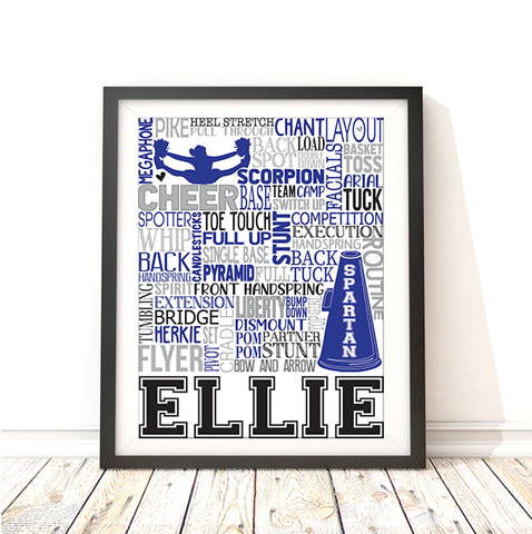 Cheerleader Personalized Typography Print  - PrintChicks
