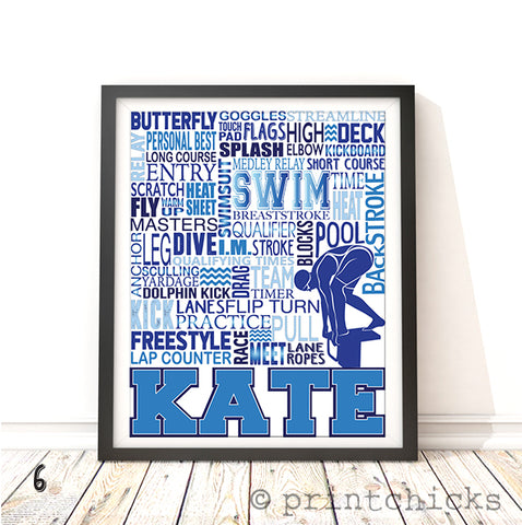 Swimming Girls Personalized Print - PrintChicks