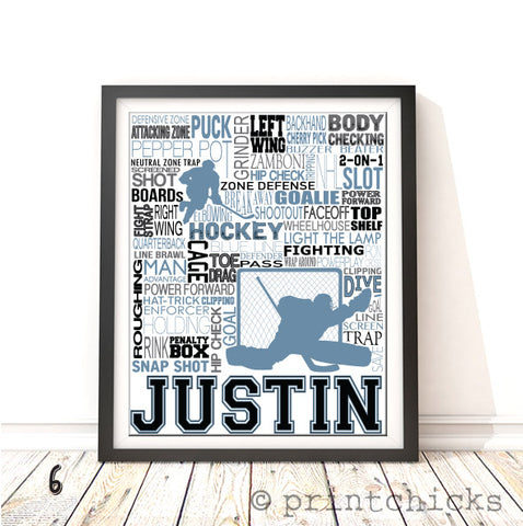 Hockey Player and Goalie Personalized Print - PrintChicks