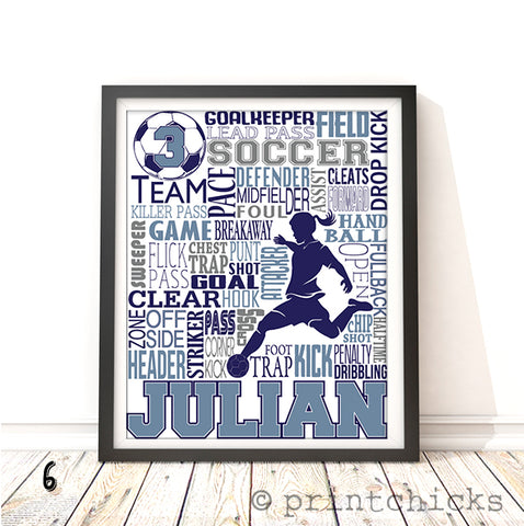 Girls Soccer Personalized Print - PrintChicks