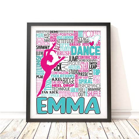 Dance Typography Personalized Print - PrintChicks