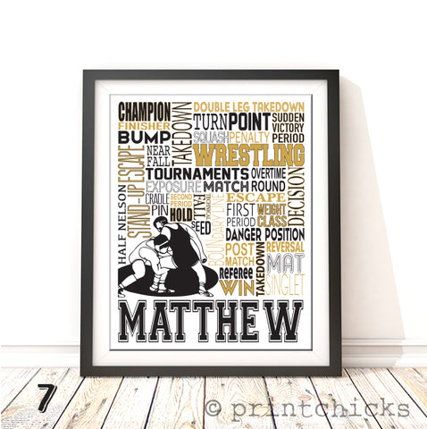 Wrestling Personalized Typography Print - PrintChicks