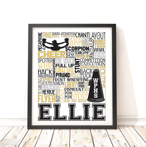 Cheerleader Personalized Typography Print  - PrintChicks