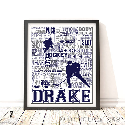 Hockey Player and Goalie Personalized Print - PrintChicks