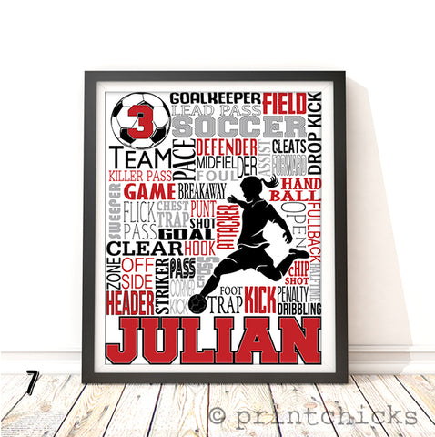Girls Soccer Personalized Print - PrintChicks