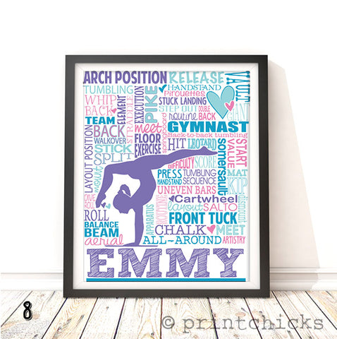 Gymnastic Personalized Typography Print - PrintChicks