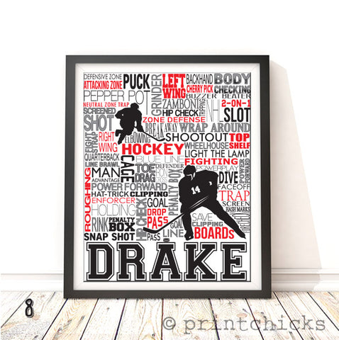 Hockey Player and Goalie Personalized Print - PrintChicks