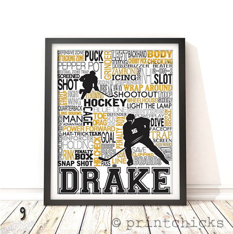 Hockey Player and Goalie Personalized Print - PrintChicks