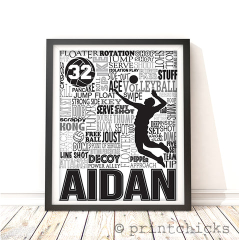 Boys Volleyball Personalized Typography Print - PrintChicks