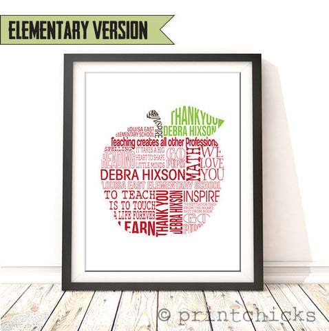 Teacher Apple Personalized Print -PrintChicks