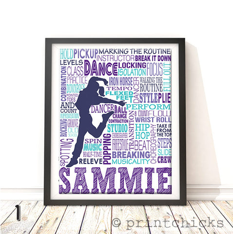 Hip Hop Dance Typography Personalized Print - PrintChicks