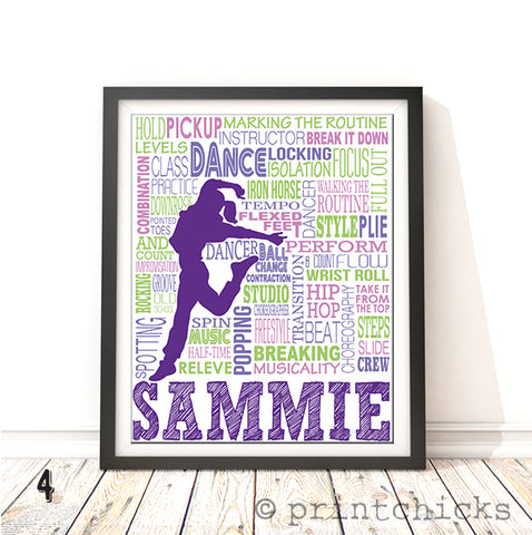 Hip Hop Dance Typography Personalized Print - PrintChicks