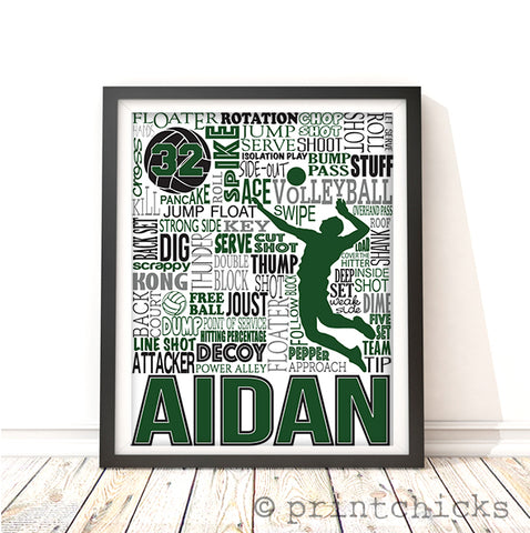 Boys Volleyball Personalized Typography Print - PrintChicks