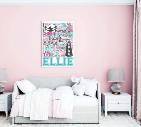 Cheerleader Personalized Typography Print  - PrintChicks