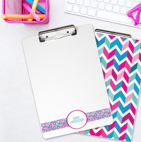 Double-Sided Chevron Personalized Teacher Clipboard - PrintChicks