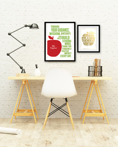 Teacher Gold Foil Apple Quote Print - PrintChicks