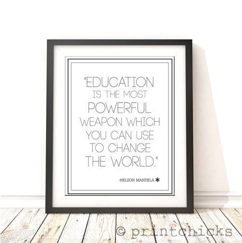 Education Is The Most Powerful Weapon-Nelson Mandela Quote Foil Print - PrintChicks