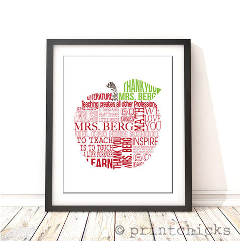 Teacher Apple Personalized Print -PrintChicks