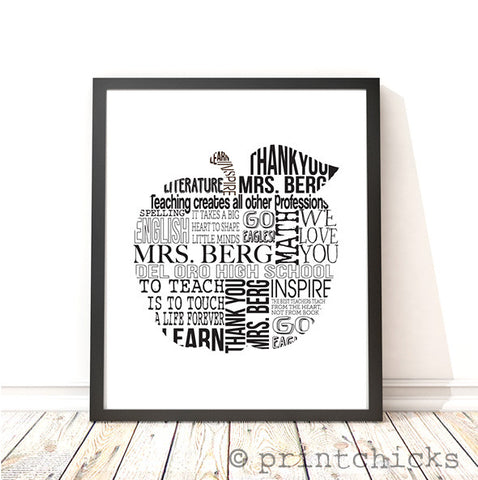 Teacher Apple Personalized Print -PrintChicks