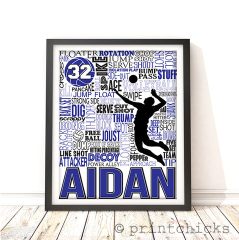 Boys Volleyball Personalized Typography Print - PrintChicks