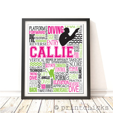Diving Personalized Print - PrintChicks