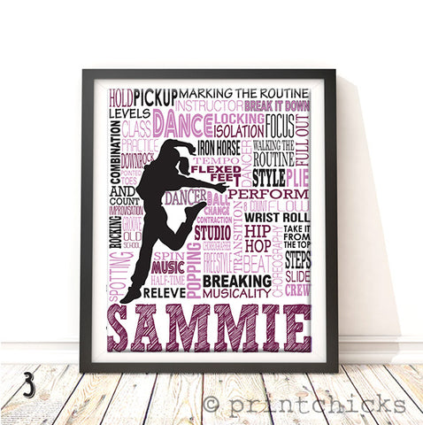 Hip Hop Dance Typography Personalized Print - PrintChicks