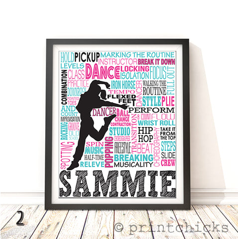 Hip Hop Dance Typography Personalized Print - PrintChicks