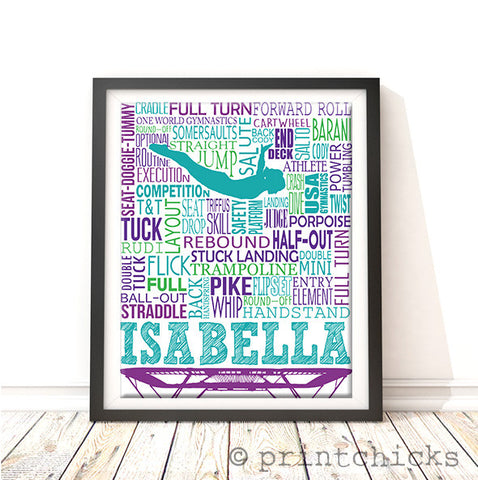 Trampoline Personalized Typography Print - PrintChicks