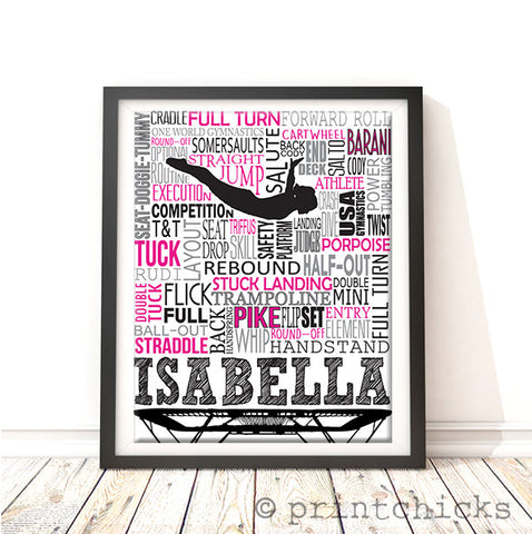 Trampoline Personalized Typography Print - PrintChicks