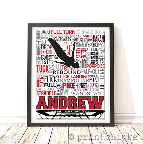 Trampoline Personalized Typography Print - PrintChicks