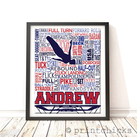 Trampoline Personalized Typography Print - PrintChicks